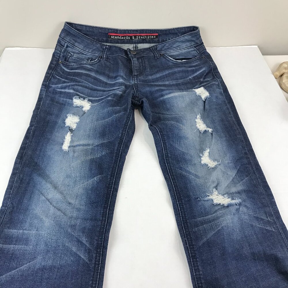Women's Standards & Practices Jeans, Size 28, factory distressed straight leg
